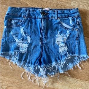 Distressed Ripped Jean Shorts